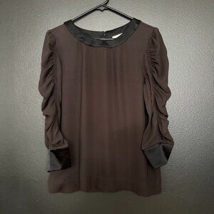 Jodi Arnold Shirred Sleeve Blouse – off black - 10
